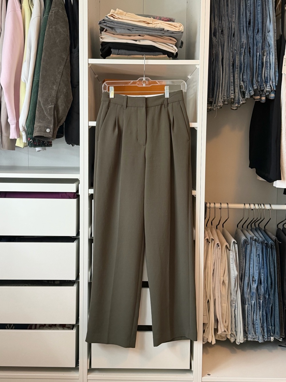 Aritzia Olive Wide-Leg Trousers